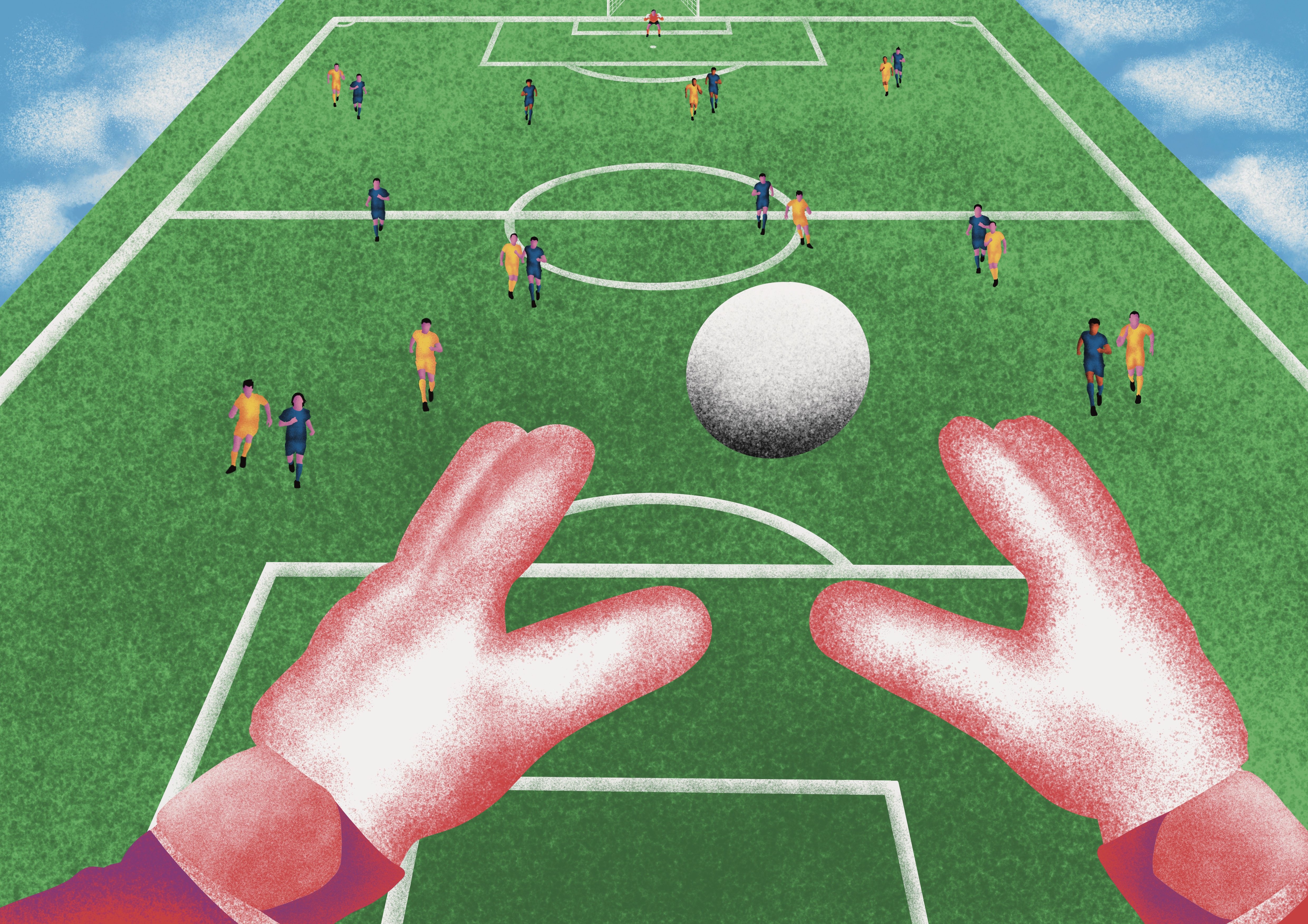 Goal Volant — digital painting de Nicolas Milon-Domecyn, 42x29 cm, 2024